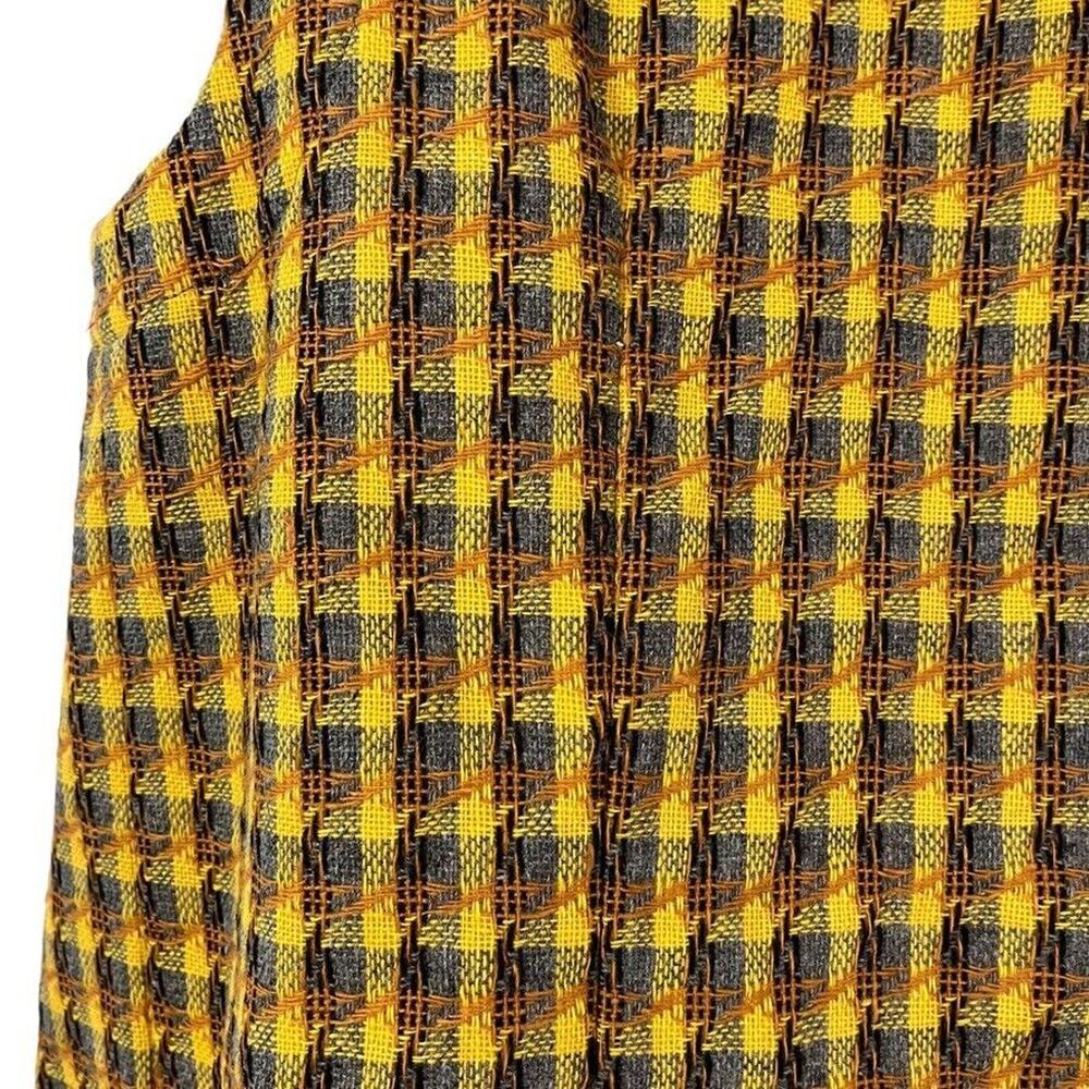 Womens Yellow Gray Tweed Plaid Open Style Vest Vintage Sleeveless Jacket sz M - Picture 14 of 16